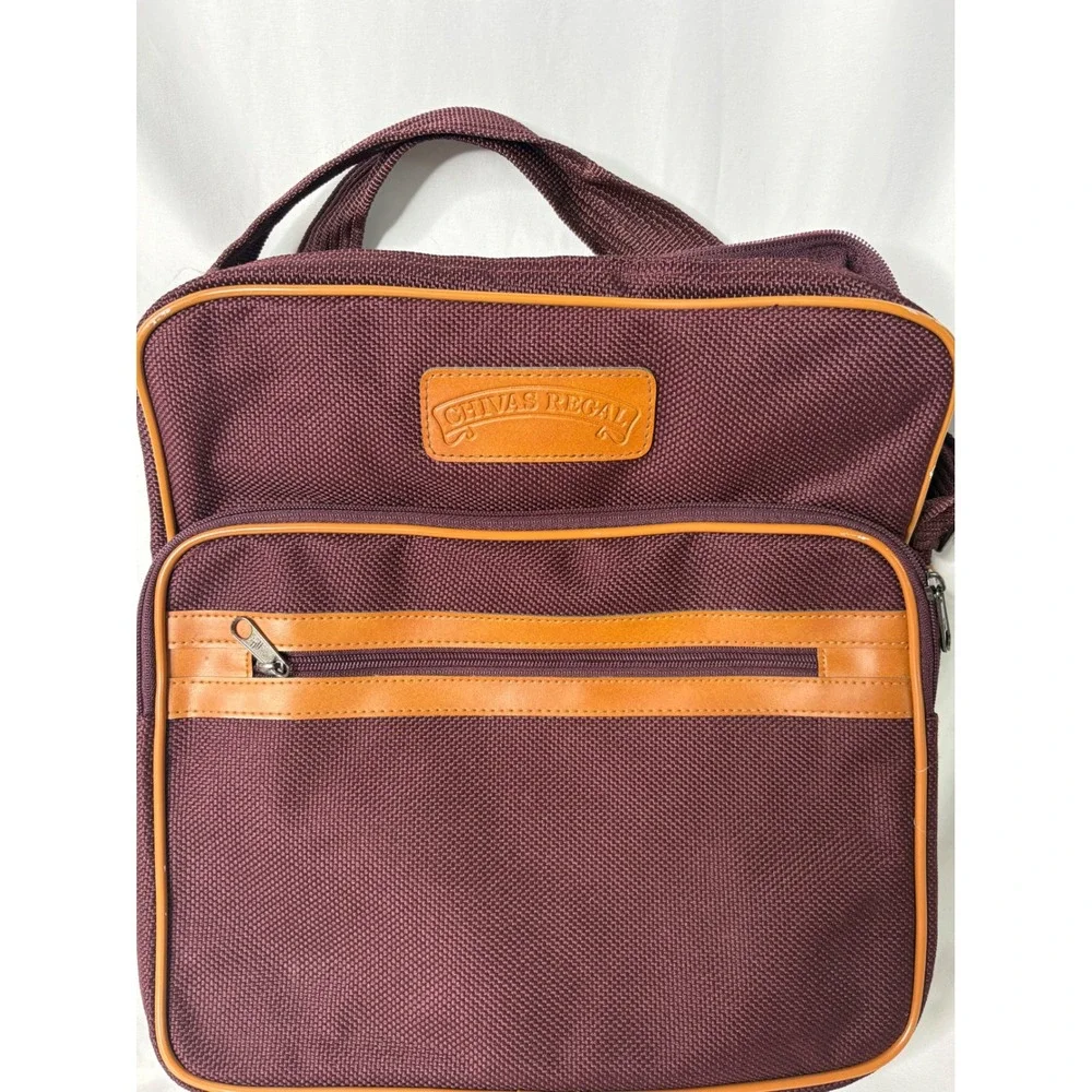 Vintage Chivas Regal Messenger Bag Burgundy Canvas Crossbody Shoulder Bag Retro‎